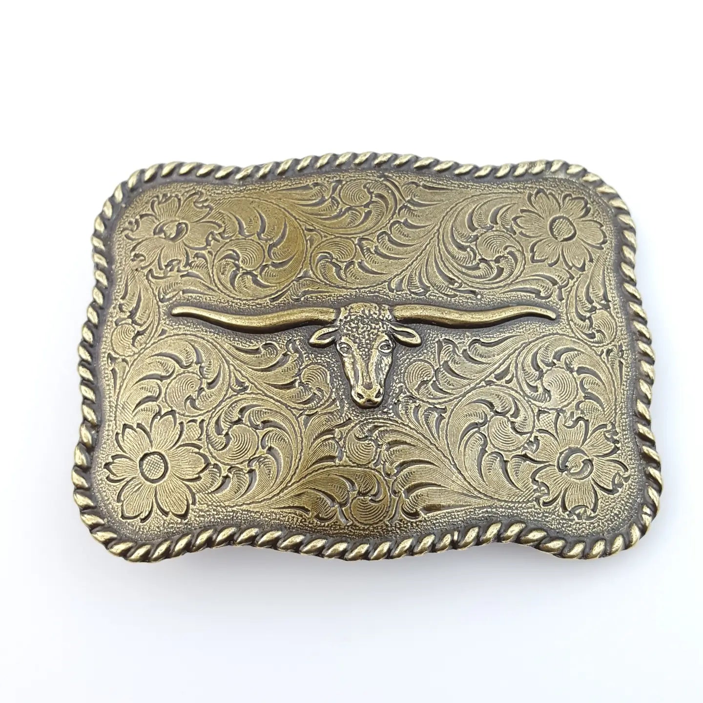 Buckle: Western Long Horn Buckle- Vintage Brown