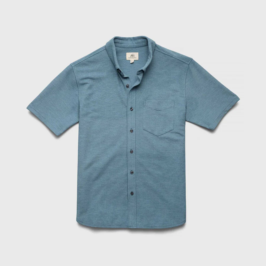 TONY PIQUE KNIT SHIRT - BLUE HEATHER