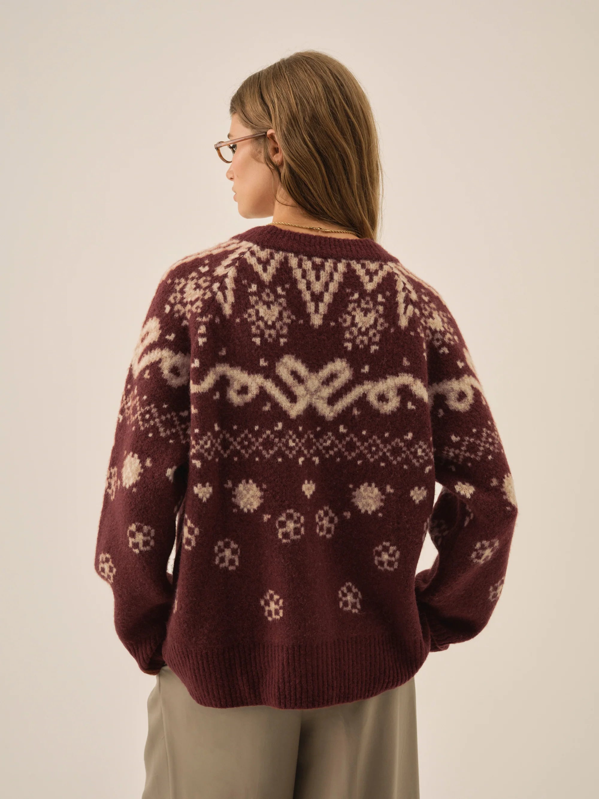 Arabella Intarsia Chunky Cardigan