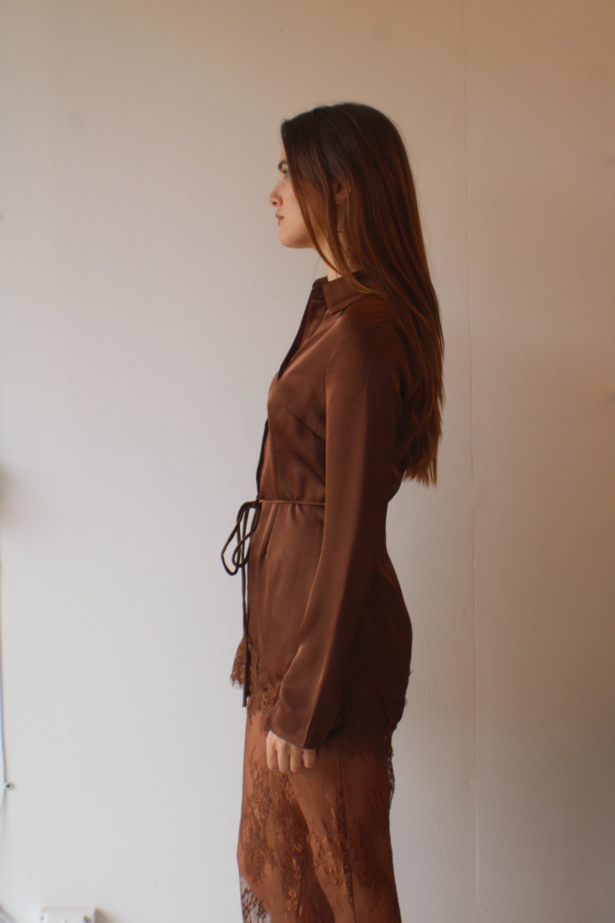 Evelyn Lace Pant in Siennao