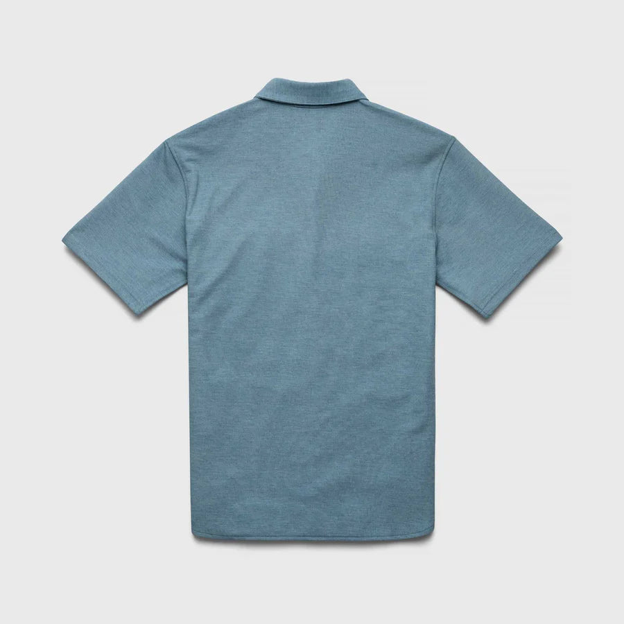 TONY PIQUE KNIT SHIRT - BLUE HEATHER