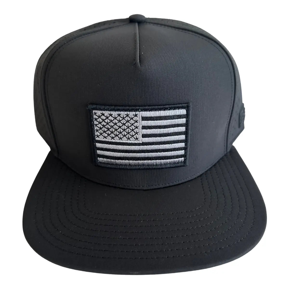 American Flag Mesh Tech Trucker- Black
