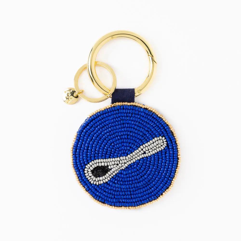 Kelsey Caviar Seed Bead Bag Charm Key Ring Gold