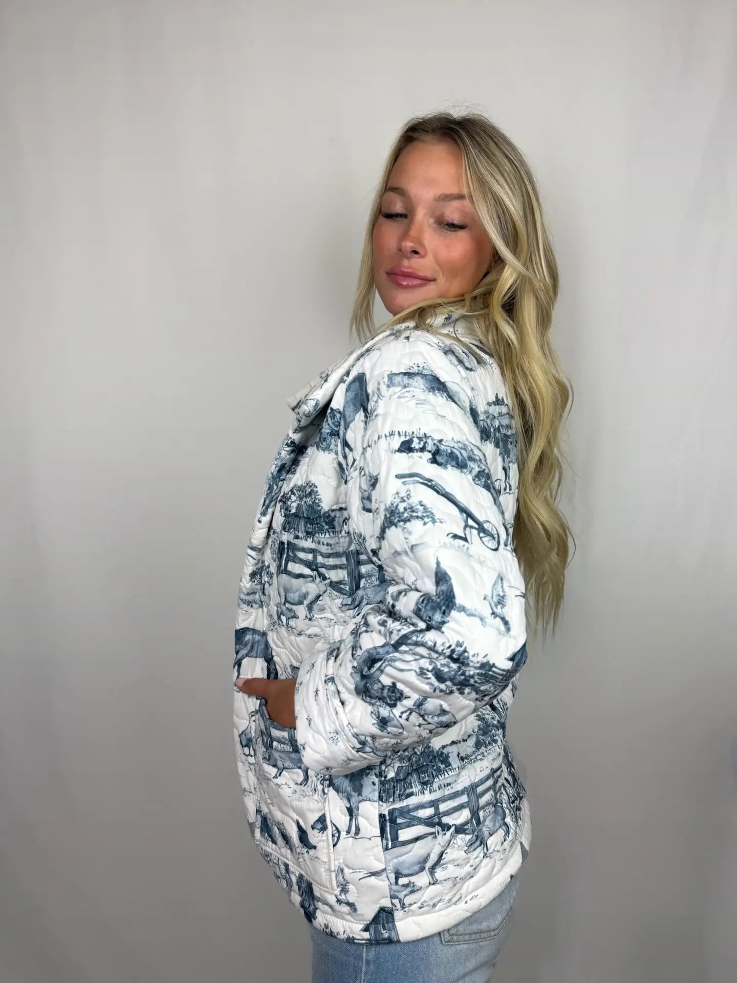 Aledo Toile Navy Quilted Jacket