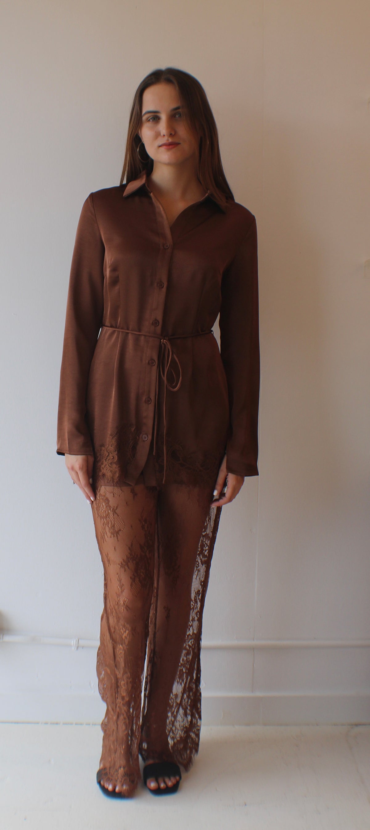 Evelyn Lace Pant in Siennao