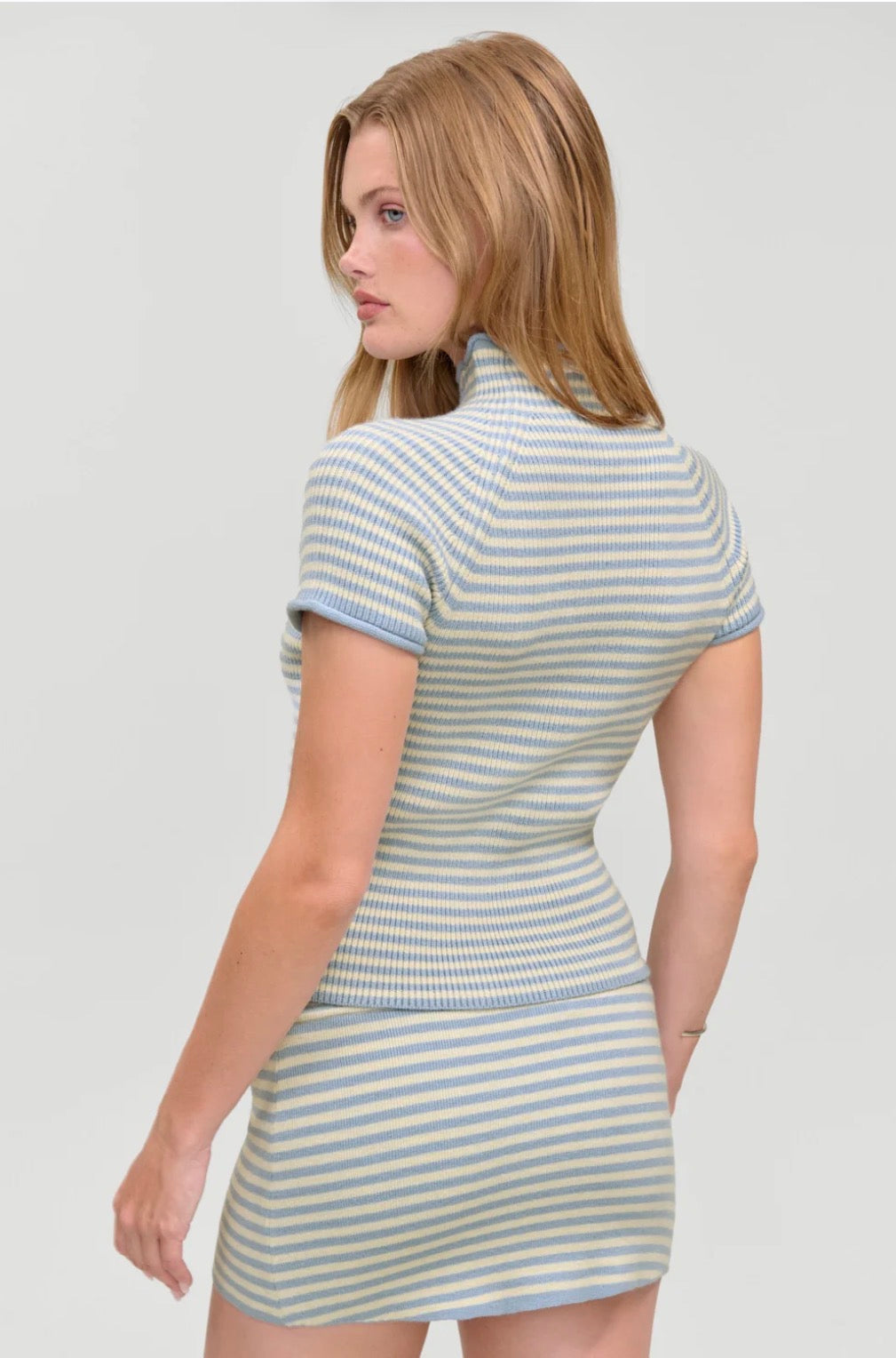 Harmony Cloud Knit Mockneck Top Hazy Stripe