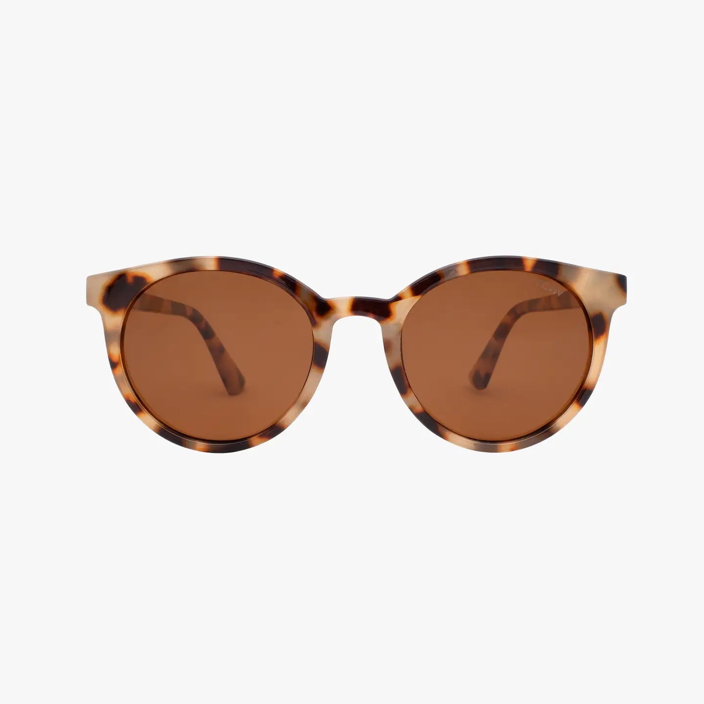 Heron Latte Tortoise Polarized Round Fashion Sunglasses