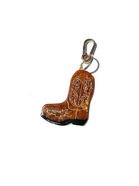 Hand-painted Cowboy Boot Bag Charm + Keychain | Eco-Friendly