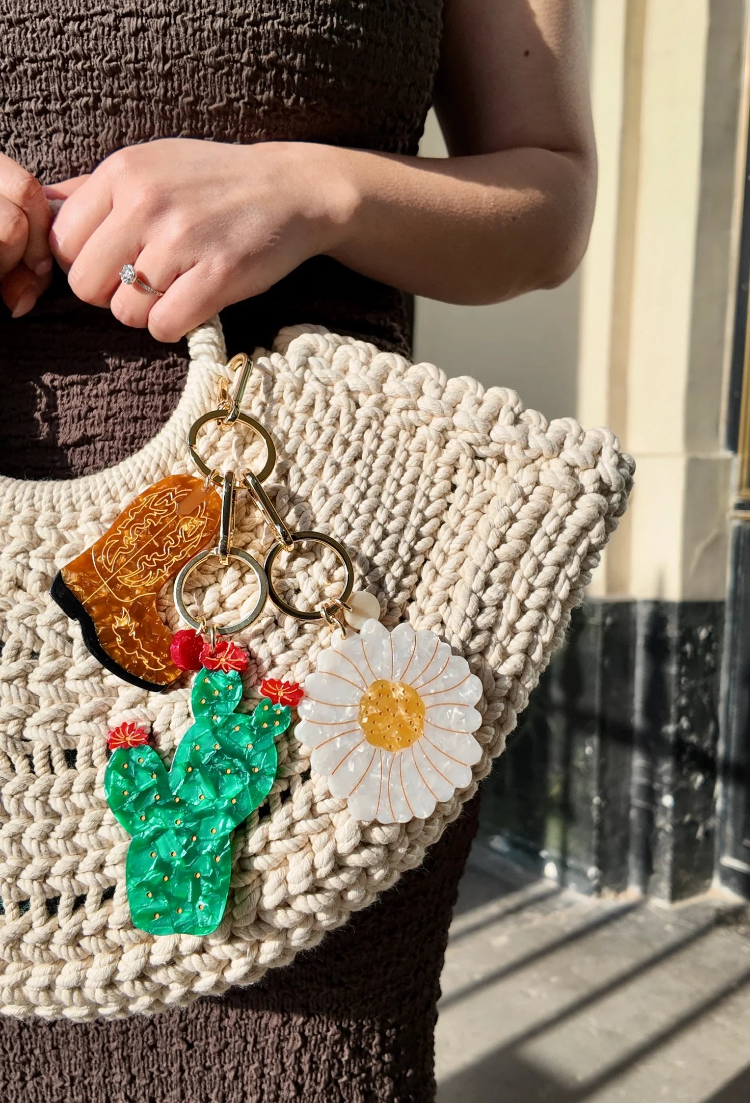 Hand-painted Cowboy Boot Bag Charm + Keychain | Eco-Friendly