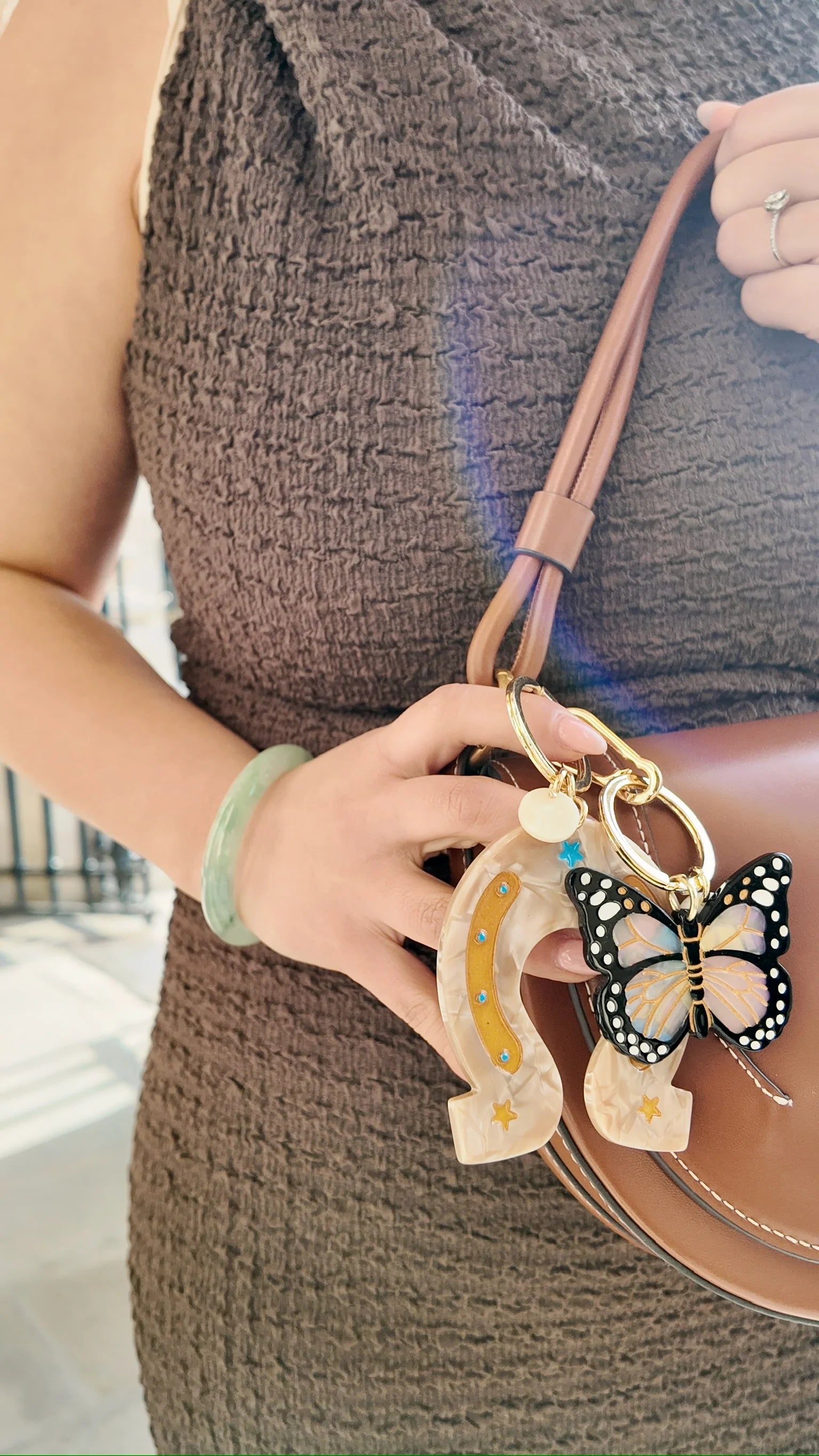 Hand-painted Monarch Butterfly Bag Charm + Keychain | Eco-Friendly