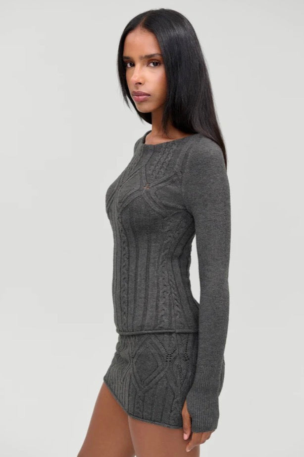 Cyprus Cloud Cable Knit Top Winter Skies
