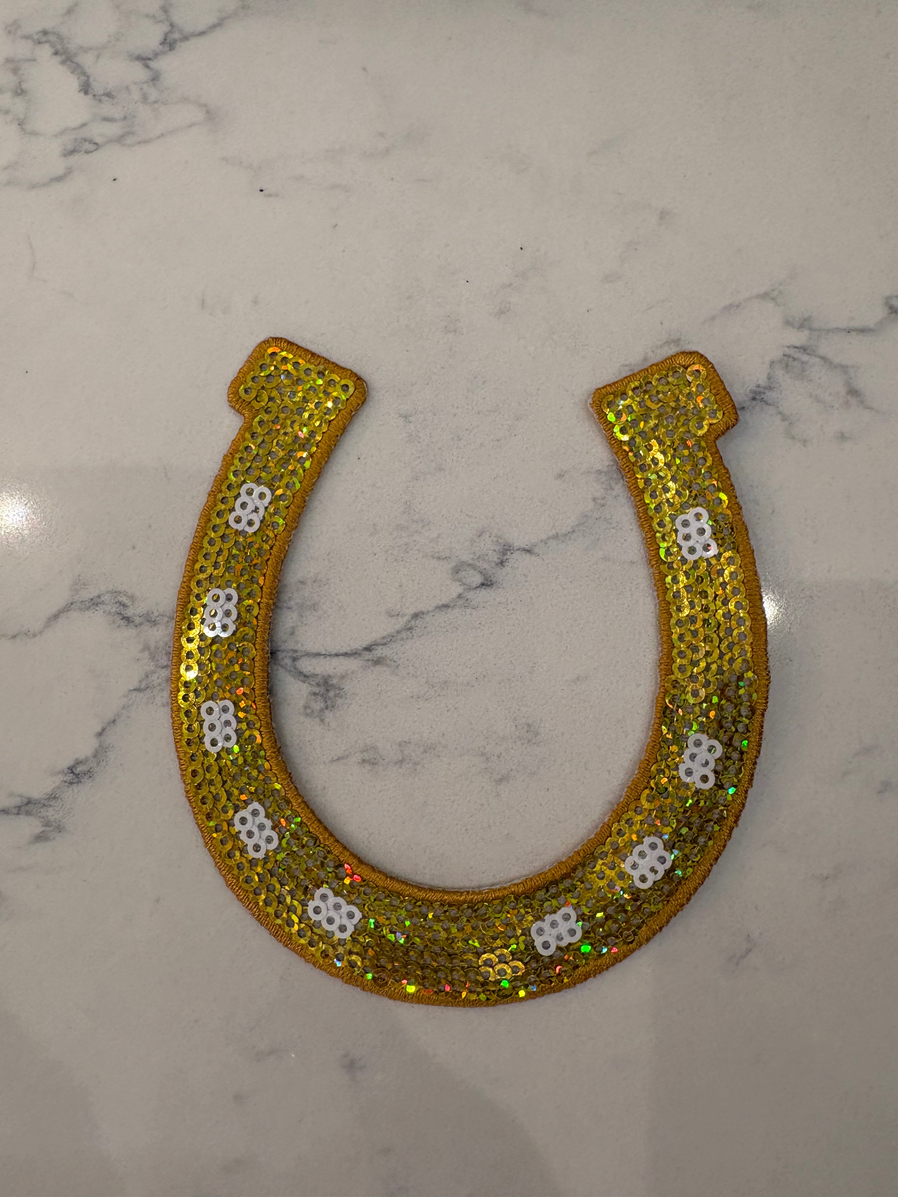 Horseshoe Gold Glitter Patch