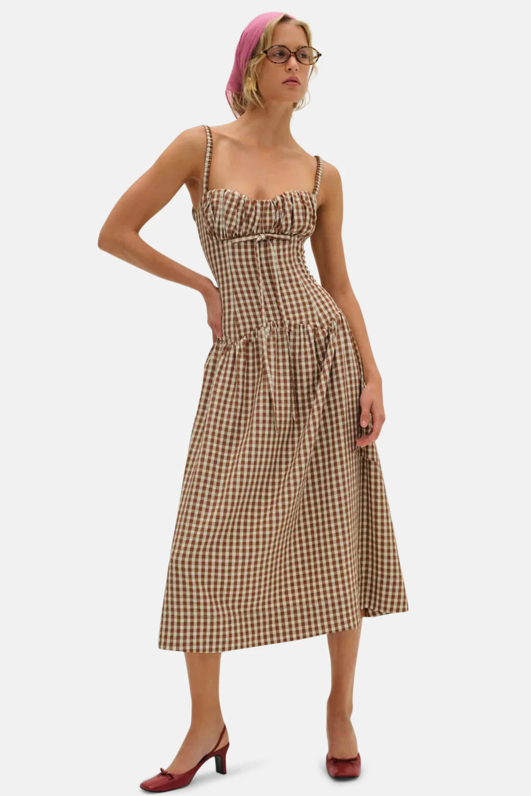 GINGERBREAD GINGHAM MIDI DRESS