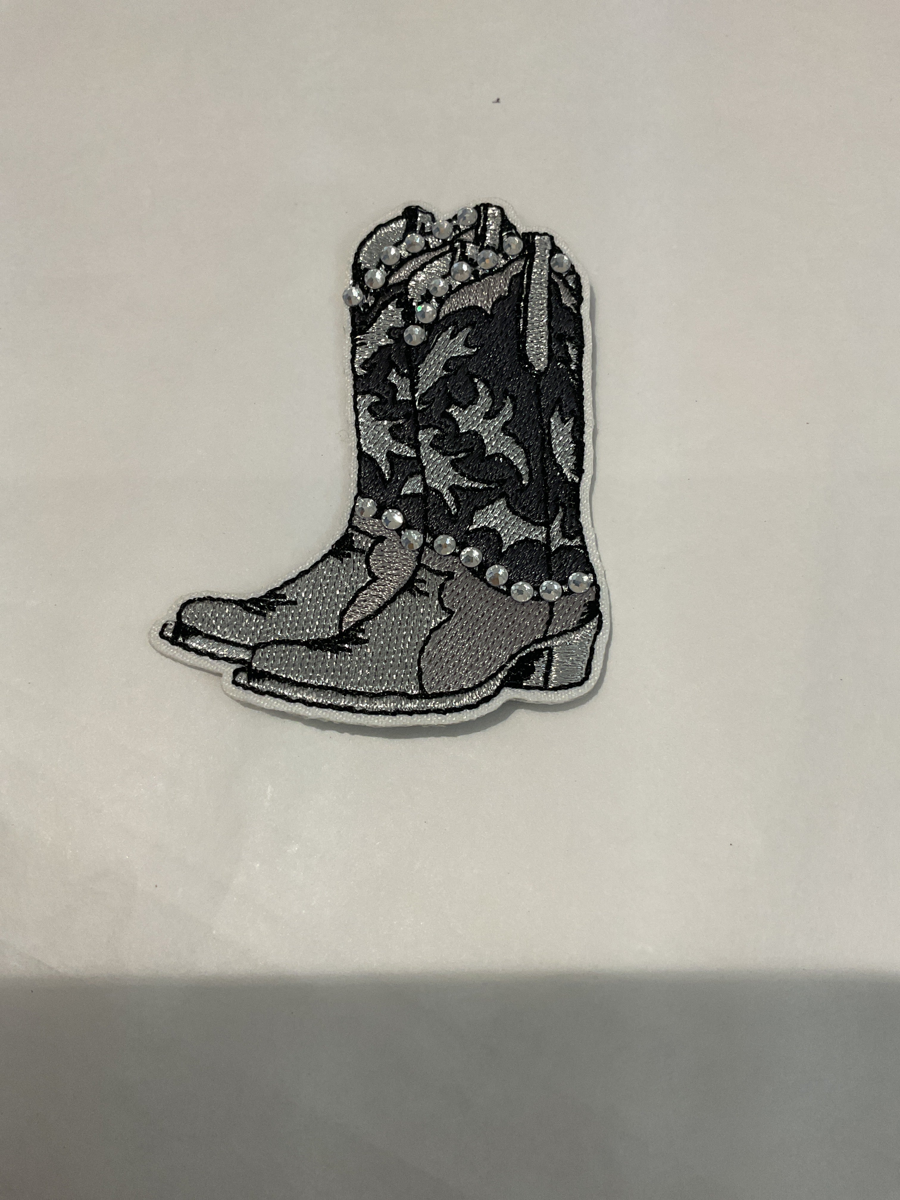 Rhinestone grey boots patch