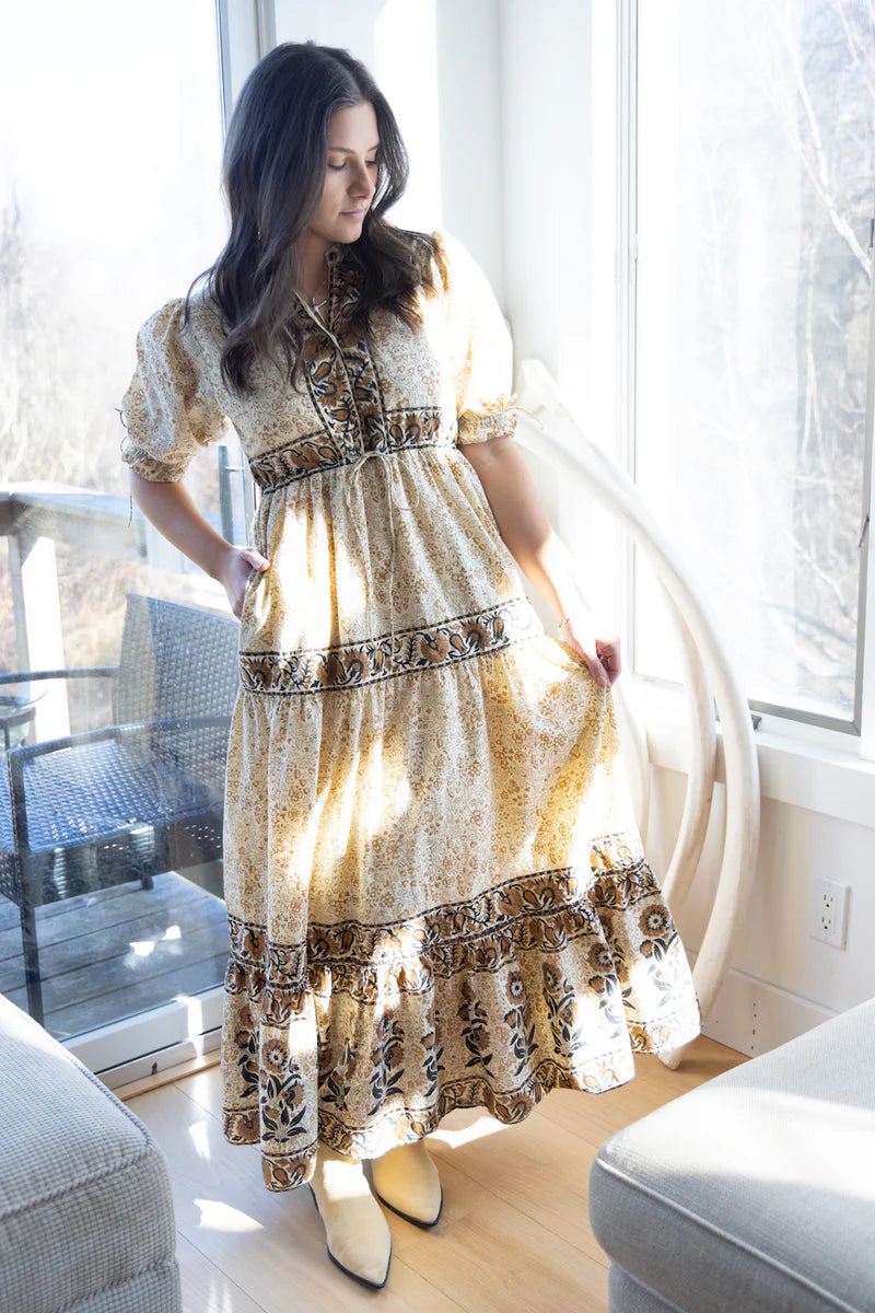 GRAZIA DRESS IN BLACK JACOBEAN