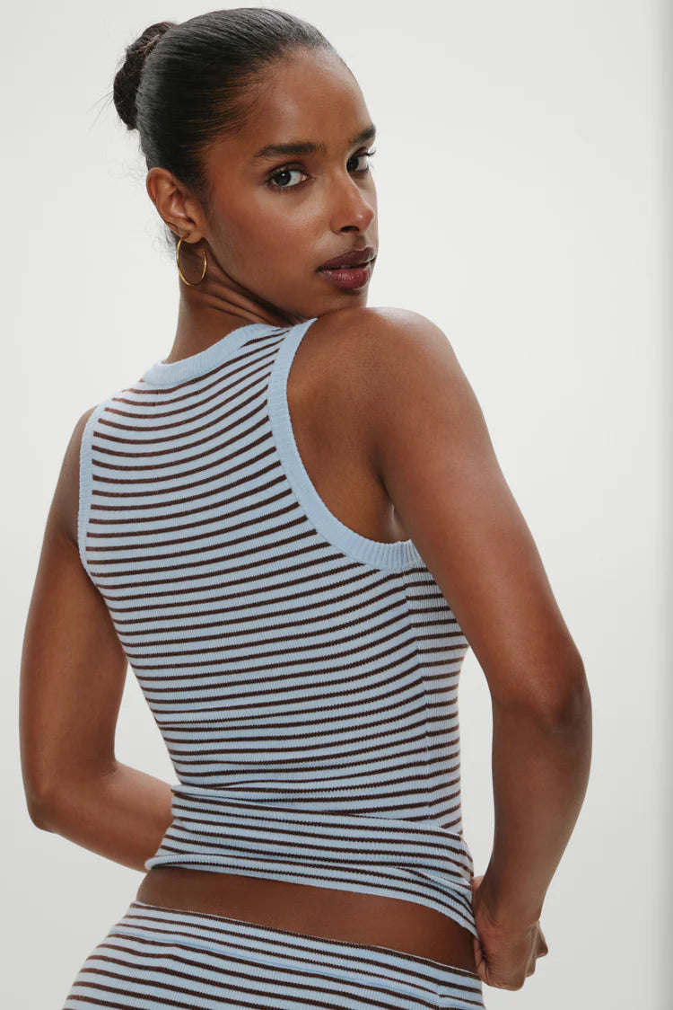 Cuddle Knit Tank Top- Montauk Stripe