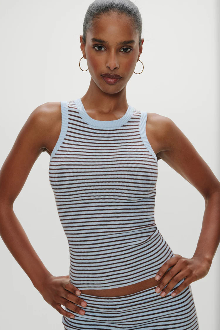 Cuddle Knit Tank Top- Montauk Stripe