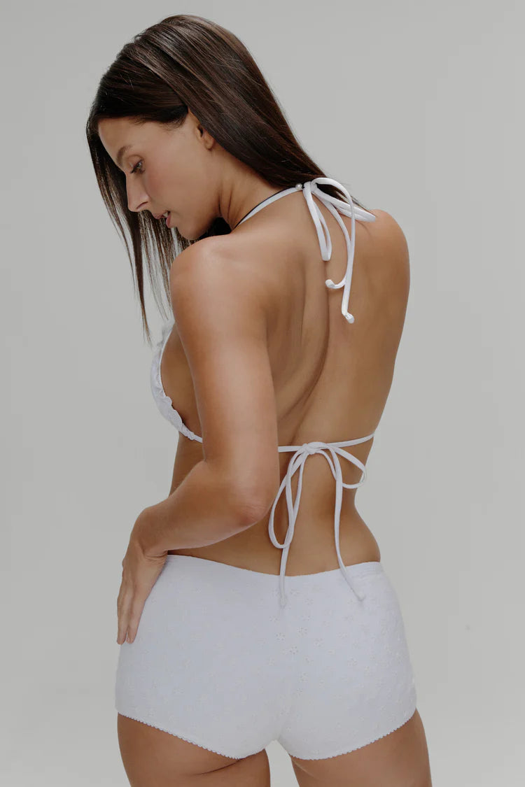 Logan Eyelet Swim Shorts- Spring Cloud