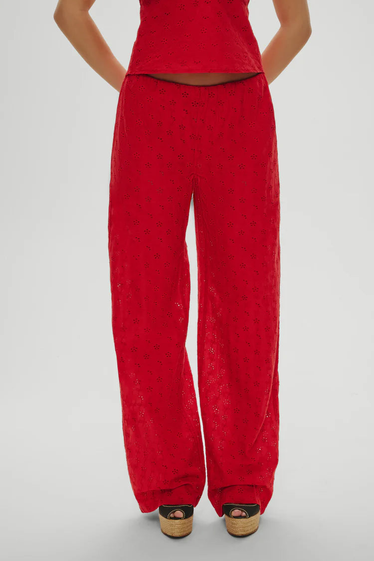 Princess Eyelet Pants- Red Rose