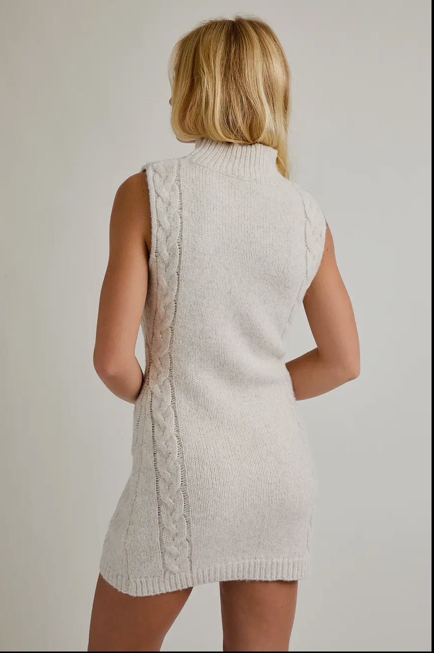 Sleeveless mock cable sweater