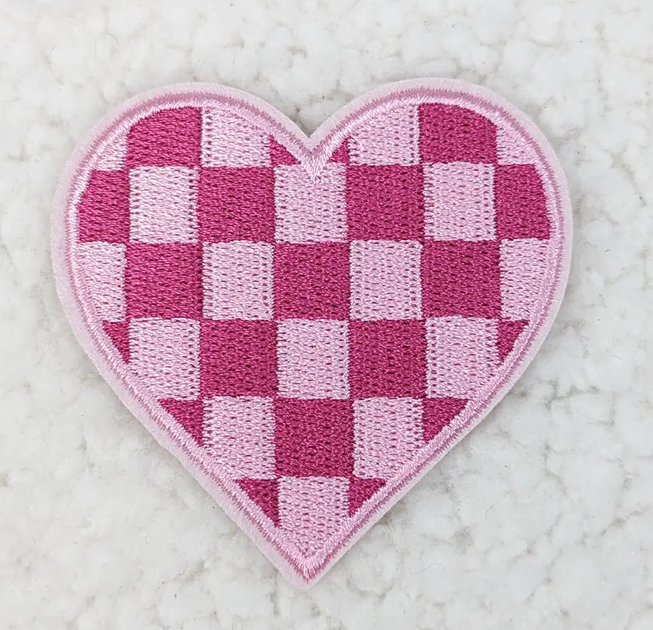 Pink Checkered Heart Patch