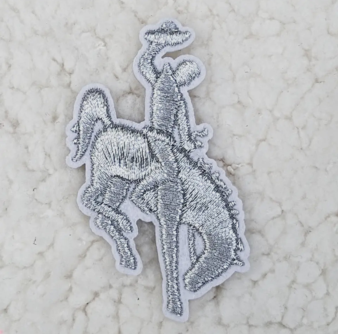 Silver metallic rodeo cowboy patch