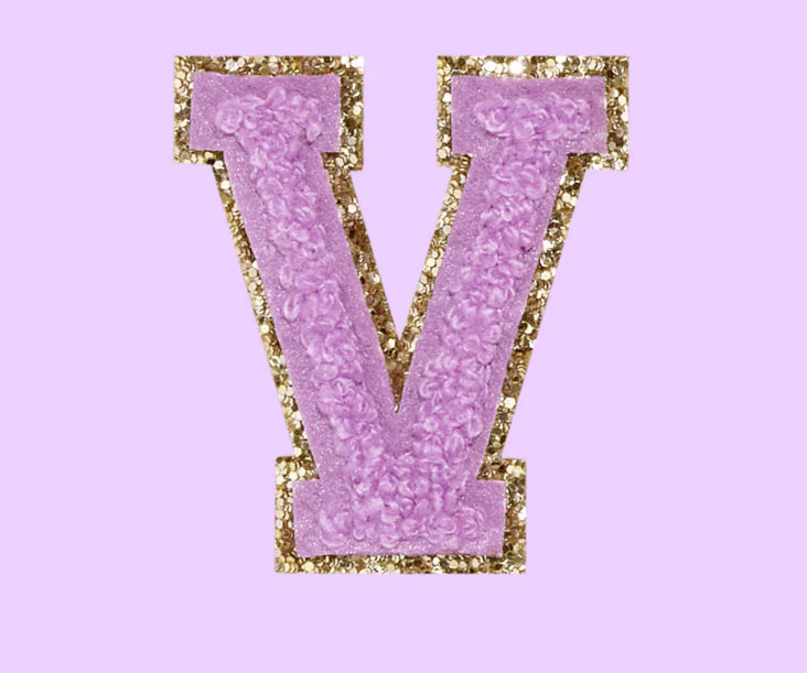 Chenille letter V patch