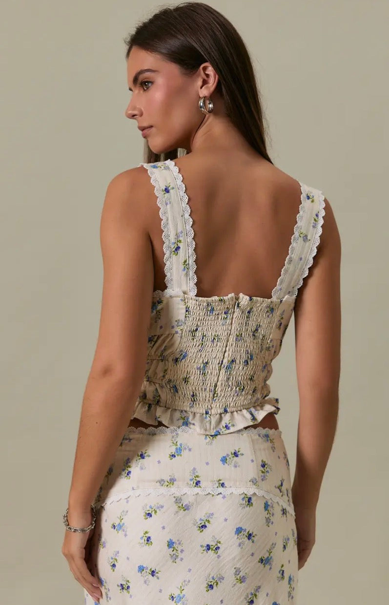 Lace Trim Smocked Top