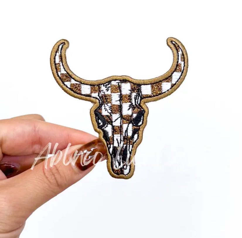Brown Checkered Skull Patch