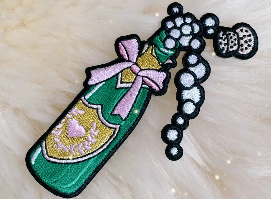 Champagne Bottle W/ Bow Patch