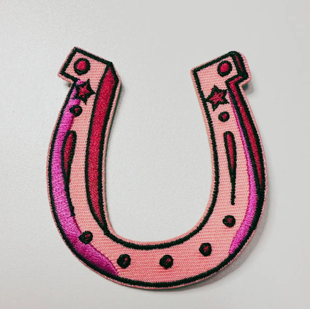 Pink horseshoe patch