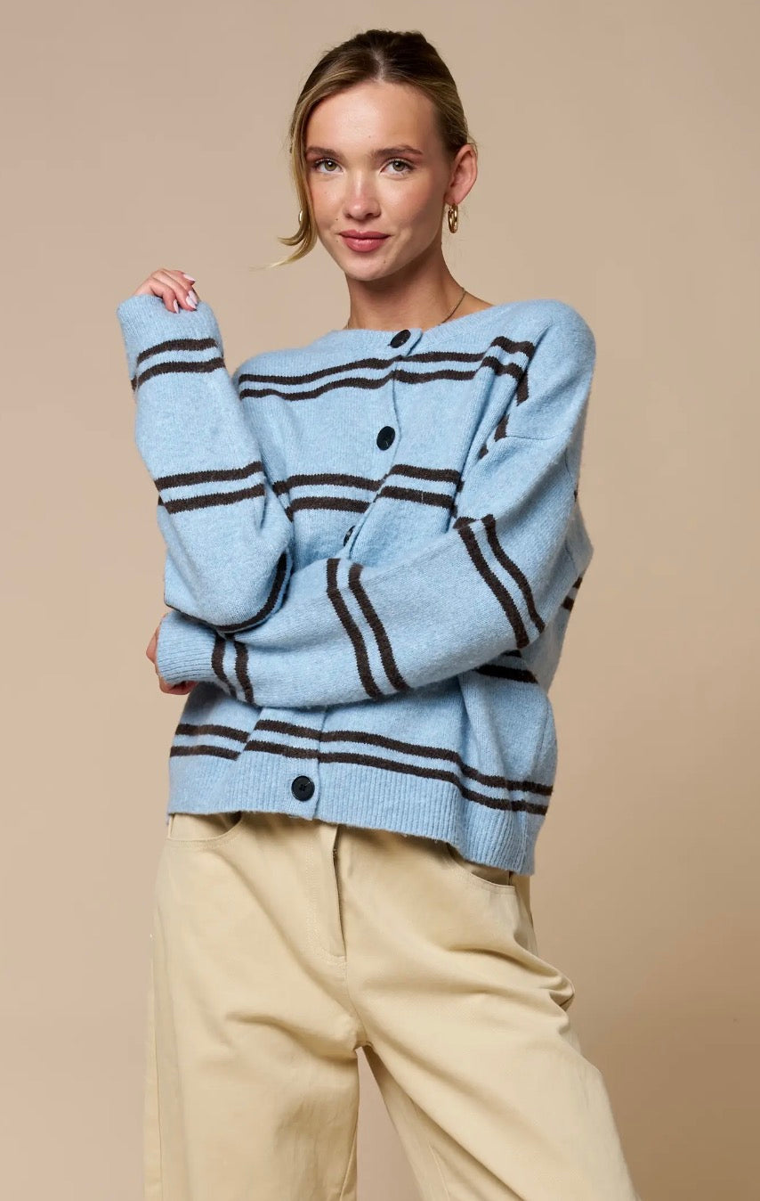 Matilda Button Up Cardigan in Light Blue