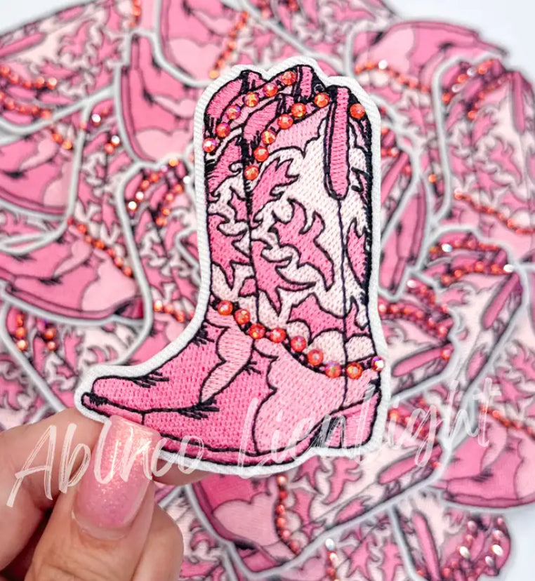 Pink Rhinestone Boot Patch