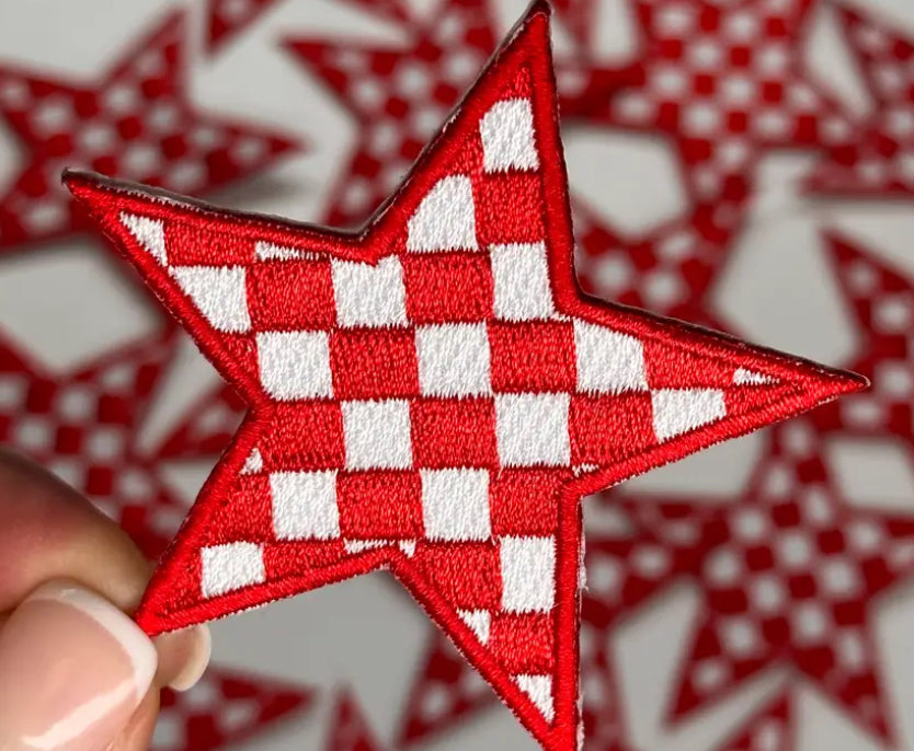 Red Checkered Star Patch
