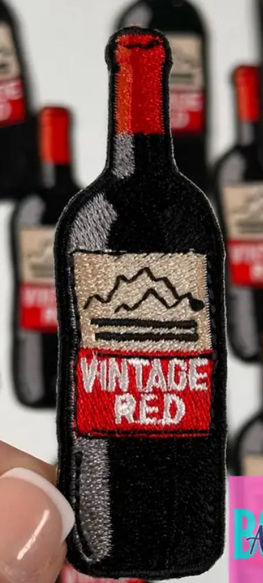 Vintage Red Wine Bottle Patch