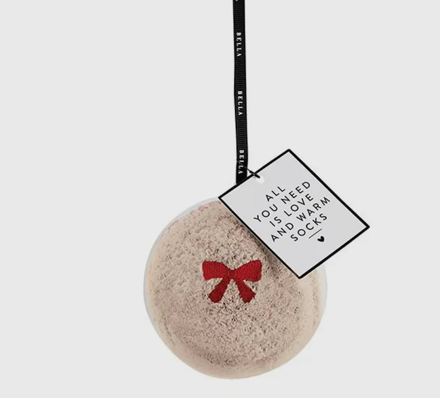 Socks in Ornament- Blush W/ Red Bow