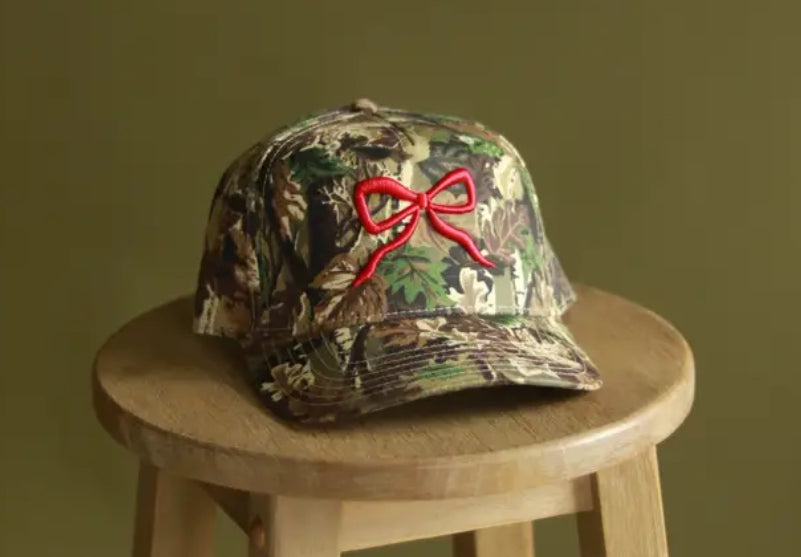 Camo Trucker Hat Red Bow