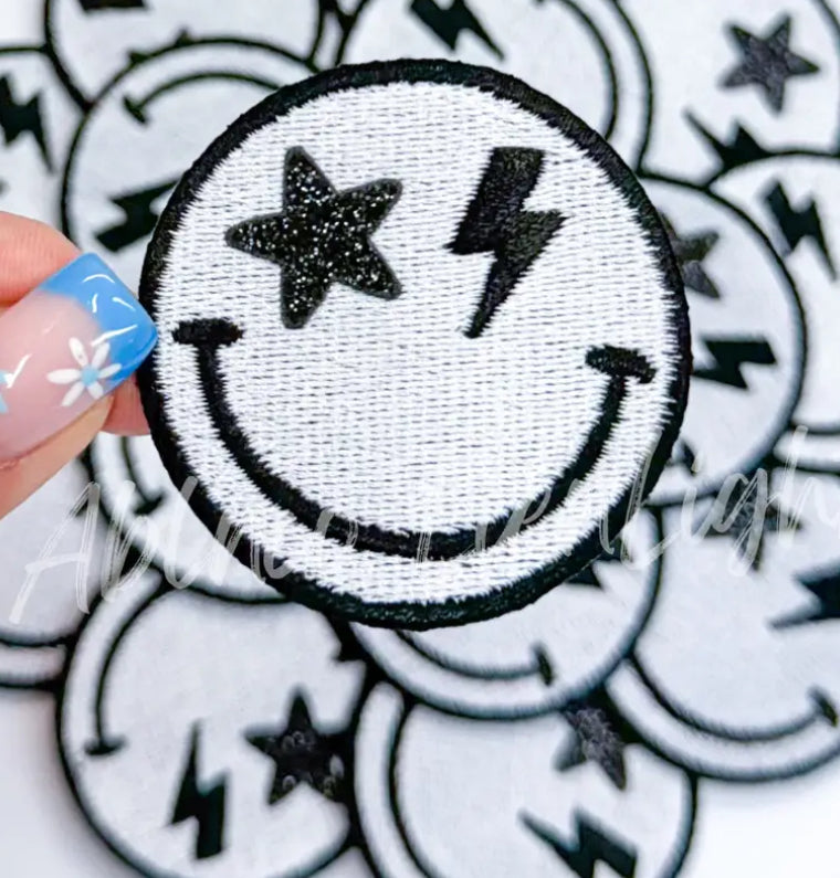 Black Smiley Face Patch