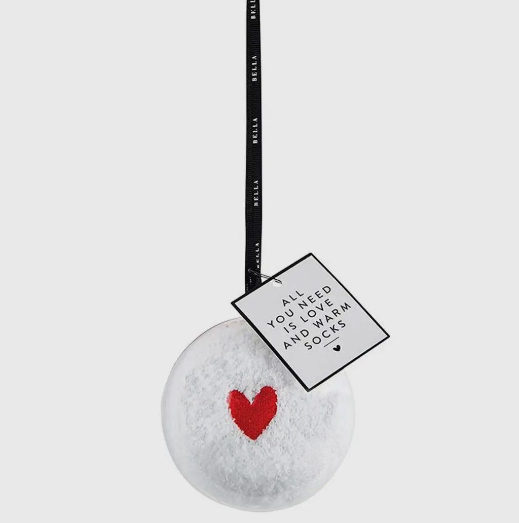 Socks in Ornament- Red w/ White Heart