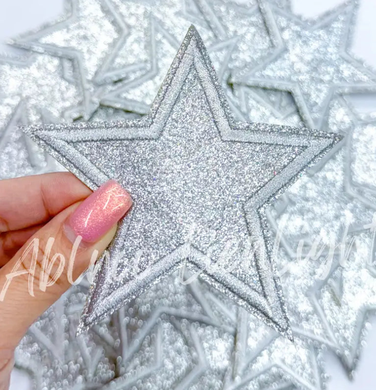Silver Sparkle Star Patch