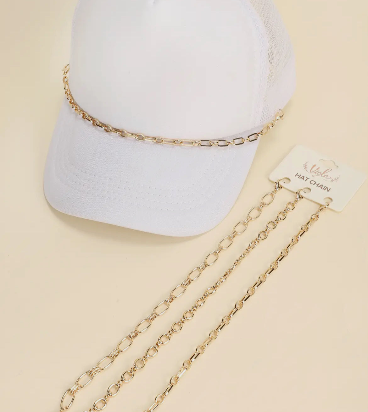 Gold tone rolo hat chain
