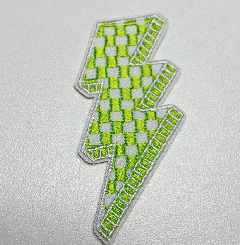 Green Checkered Lightning Patch