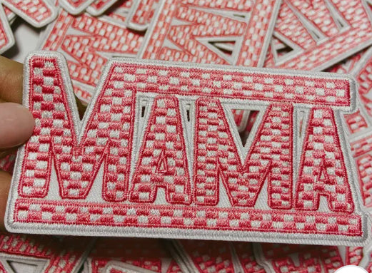 Pink Checkered Mama Patch