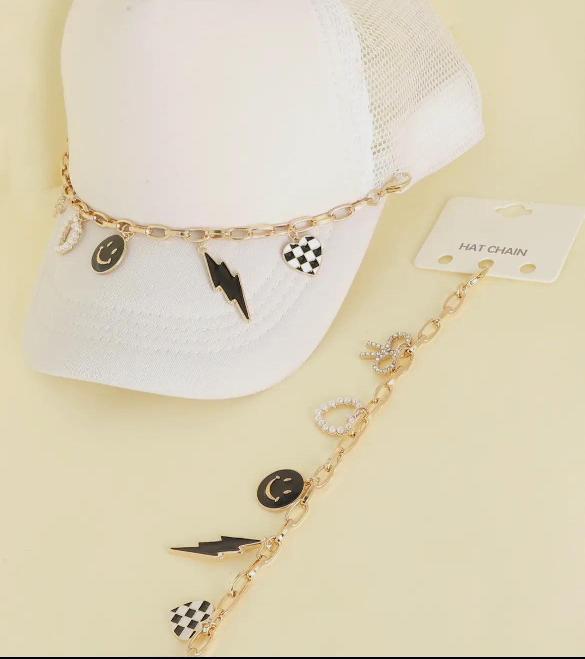 Black and white theme charm hat chain