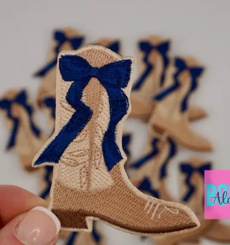 Blue Bow Cowboy Boot Patch