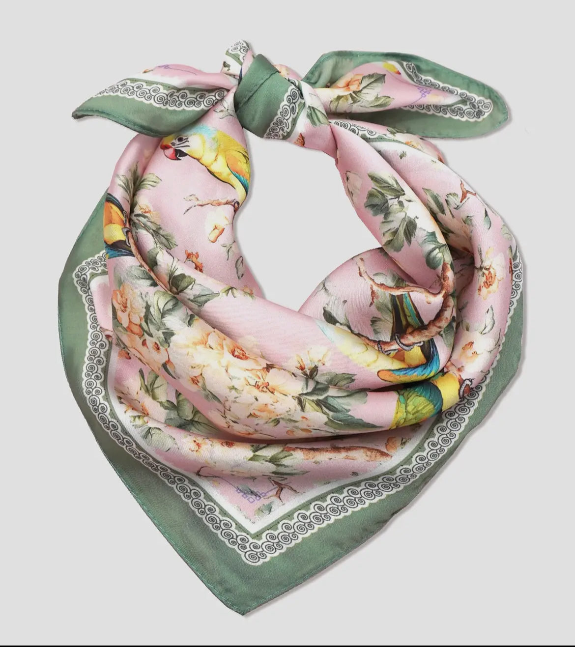 Floral bird silk scarf