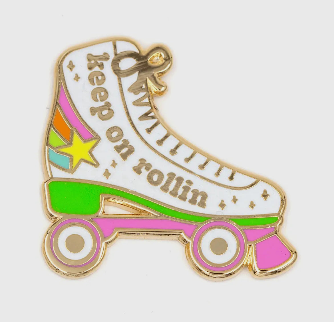 Keep on rollin’ roller skate pin