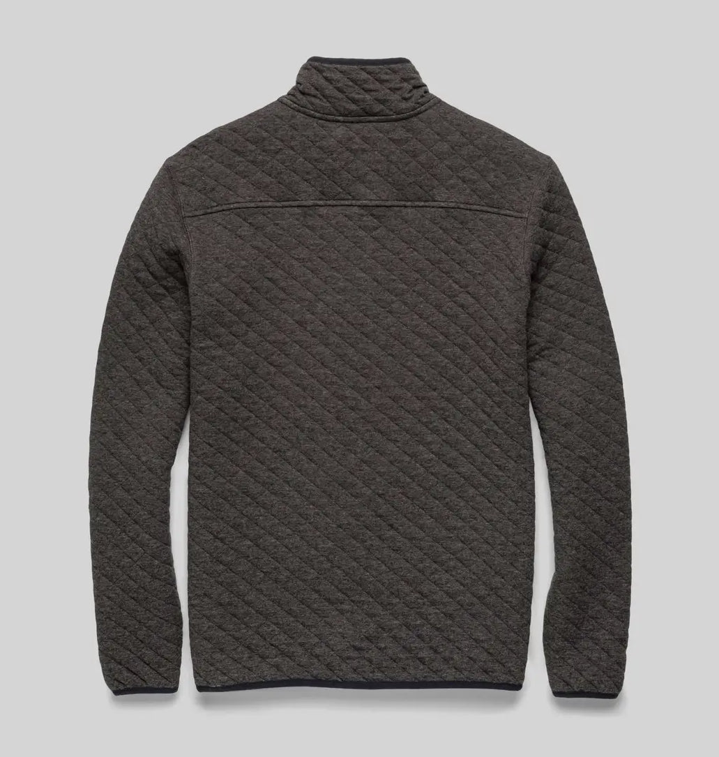 Ken quilted button mock- charcoal heather
