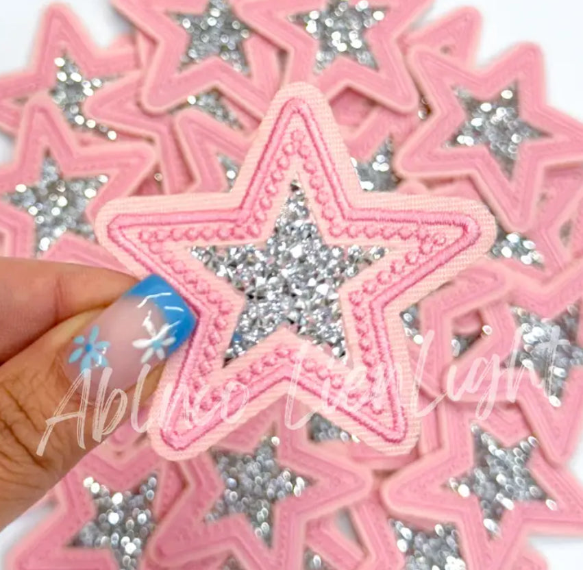 Pink and Silver Star Patch