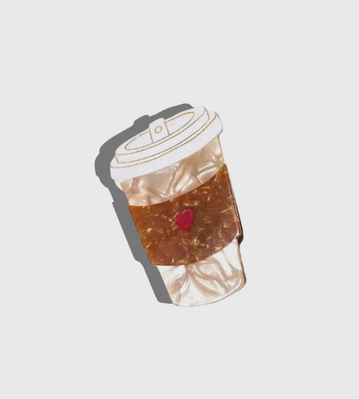 Handpainted heart, coffee cup, claw hair clip, eco friendly